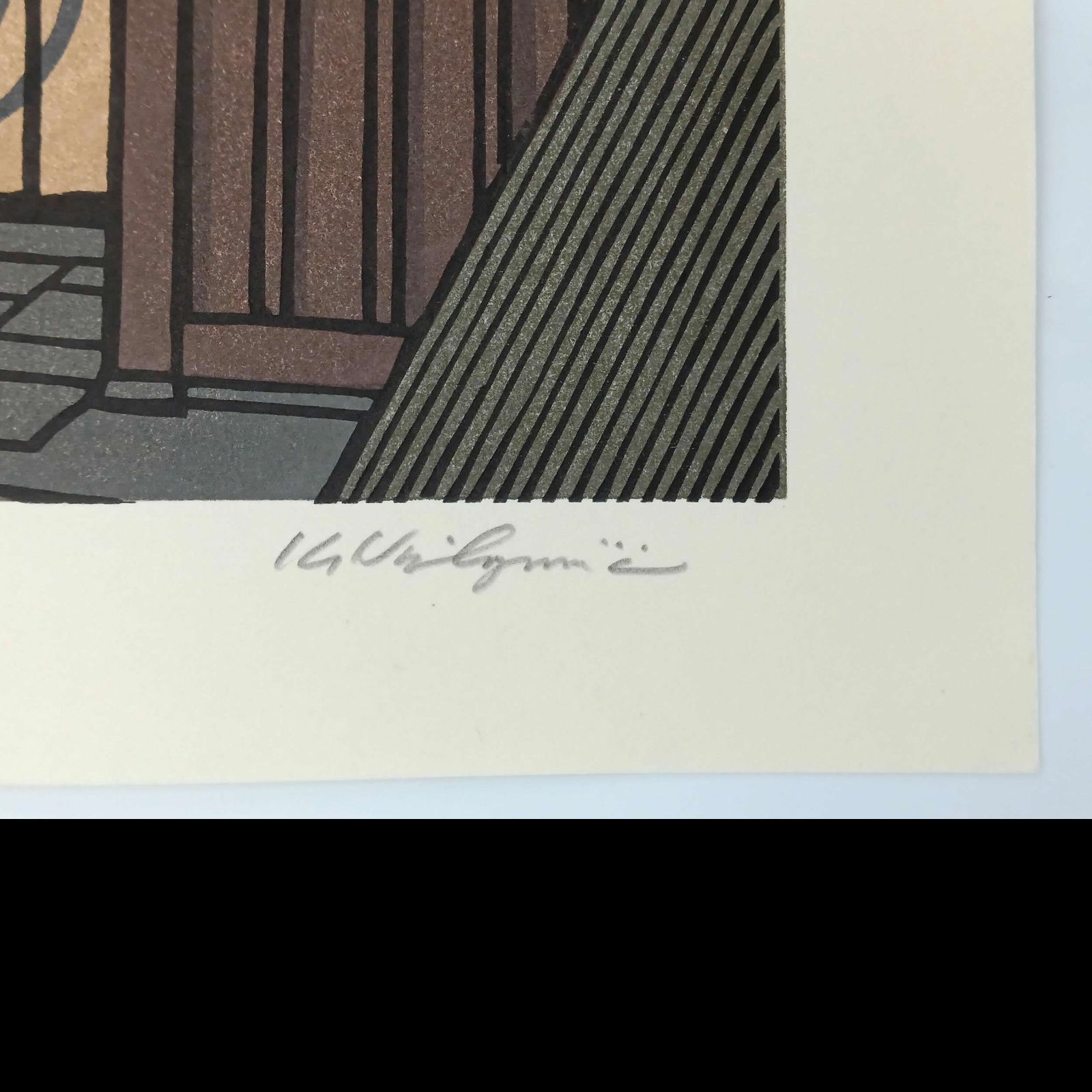 真作 創作版画 西嶋勝之先生木版画 うらら サインあり 無