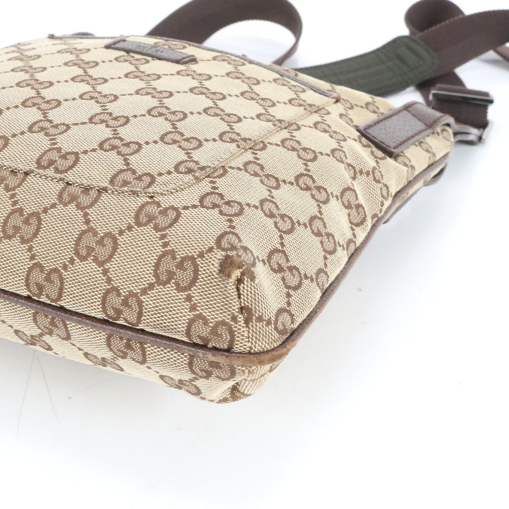 極美品 グッチ GG キャンバス レザー ショルダーバッグ 斜め掛け  