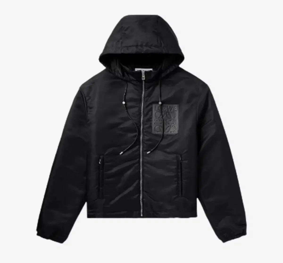 美品 LOEWE アナグラム フーデッド パデッド ダウンジャケット 現行 48 新品 LOEWE アナグラム ロゴ フード パデッド ジャケット ブラック