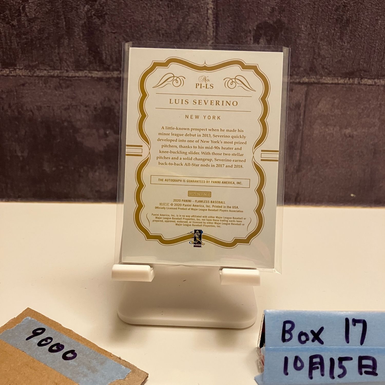 2020 Panini Luis Severino 12 25 直筆サインカード New York Flawless Premium Ink カード
