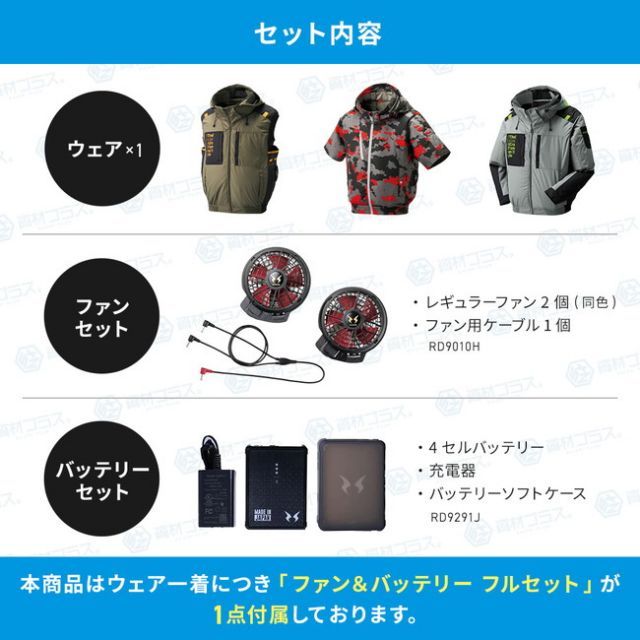 種類4：3：ネイビー/L 【12Vスターターキット ファン&バッテリー付き