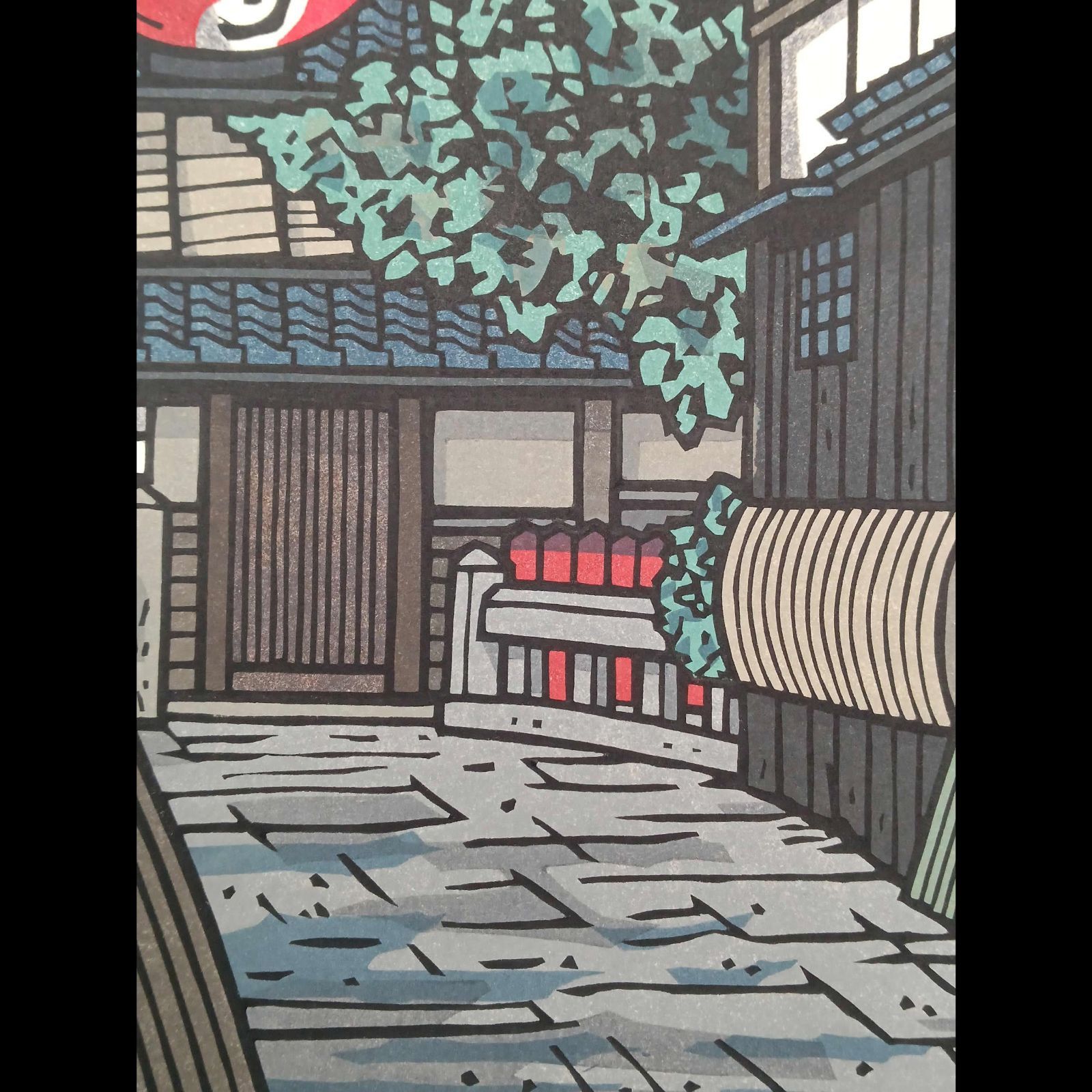 [真作]創作版画　西嶋勝之先生木版画「六花」サインあり　無限定　☆送料無料 真作]創作版画 西嶋勝之先生木版画「白緑」サインあり 無限定