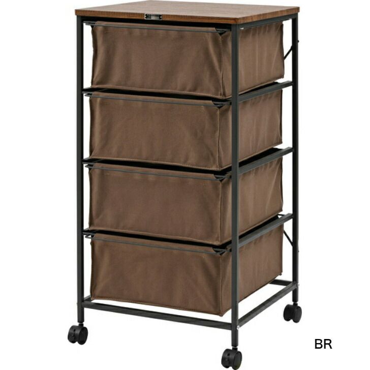チェスト 4段 布 キャンバス キャスター付き 収納家具 収納 ファブリック 組立簡単 衣類収納 ワゴン チェストワゴン ファブリックチェスト たんす ランドリーチェスト ランドリーラック シンプル 引き出し ブラウン グレー アイボリー 天板付き
