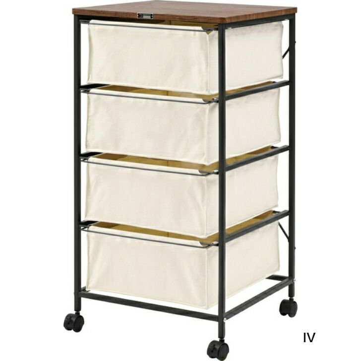 チェスト 4段 布 キャンバス キャスター付き 収納家具 収納 ファブリック 組立簡単 衣類収納 ワゴン チェストワゴン ファブリックチェスト たんす ランドリーチェスト ランドリーラック シンプル 引き出し ブラウン グレー アイボリー 天板付き TALLINNNEXPO_COM