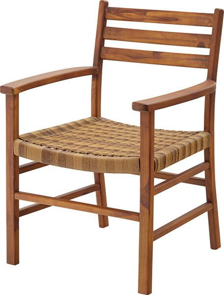 ダイニングチェア アーム付き 天然木 チーク 通気性 快適 座り心地 ナチュラル 雰囲気 くつろぎ 上品 自然