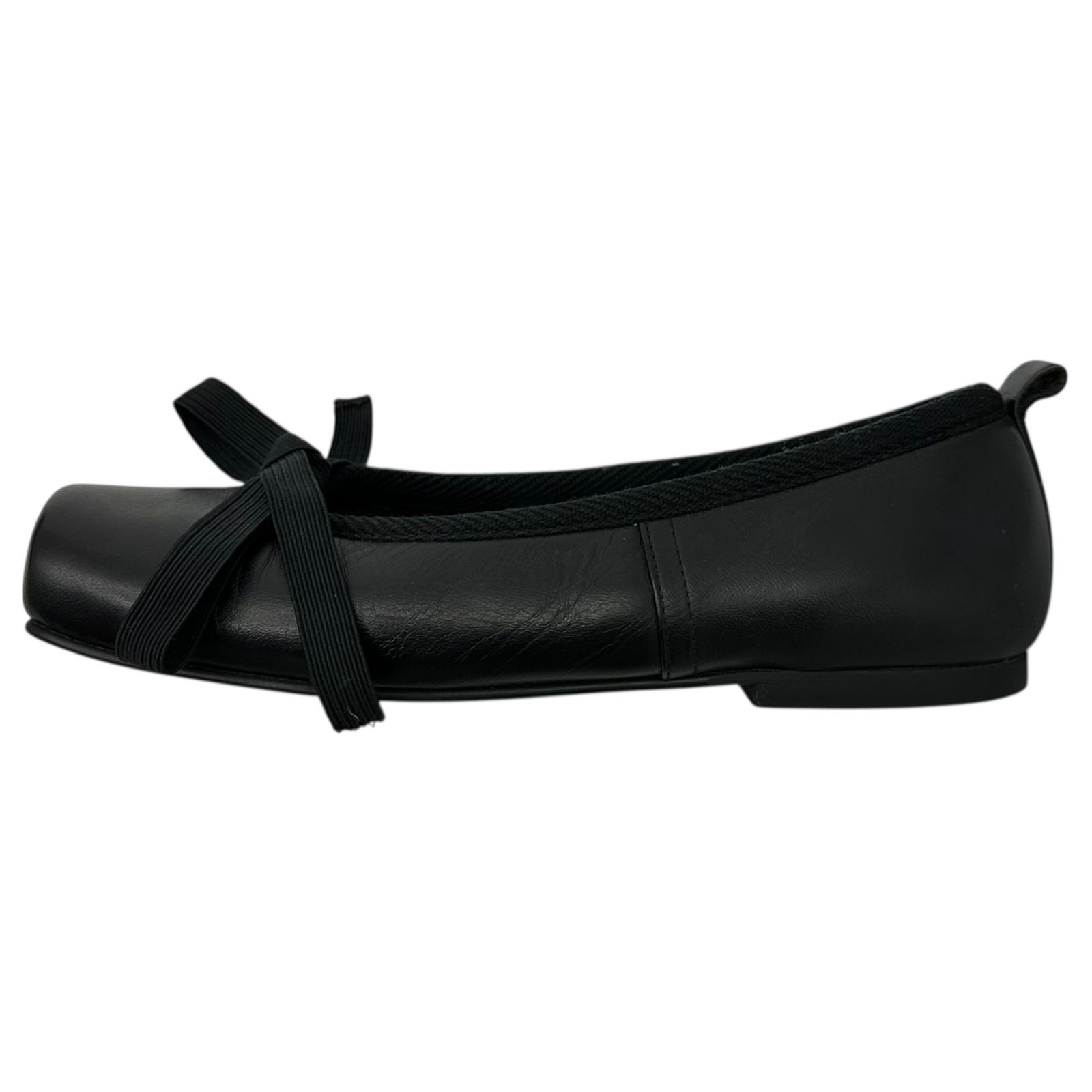 ローブドシャンブル　コムデギャルソン 黒 リボン付き バレエシューズ23,5㎝ robe de chambre COMME des GARCONS(ローブドシャンブル