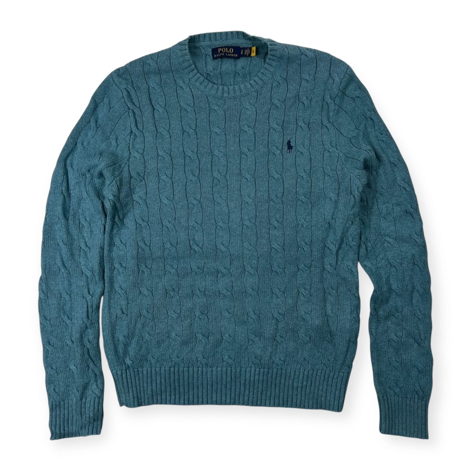 ラルフローレン ケーブルニット セーター 現行タグ Mサイズ ブルー系 POLO RALPH LAUREN ポロ ラルフローレン ケーブル編み コットン
