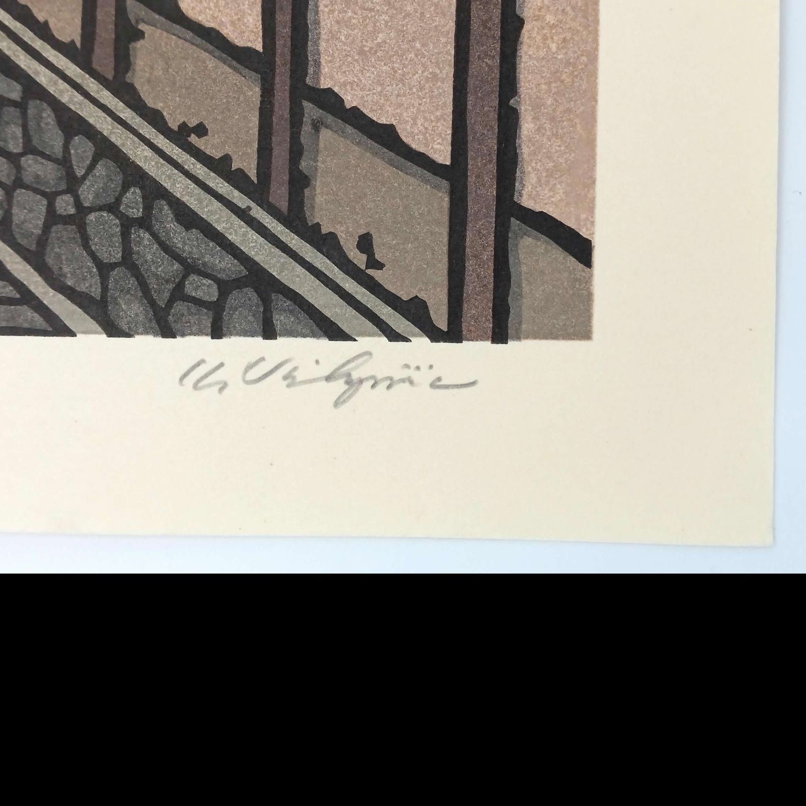 真作 創作版画 西嶋勝之先生木版画 立秋 サインあり 無
