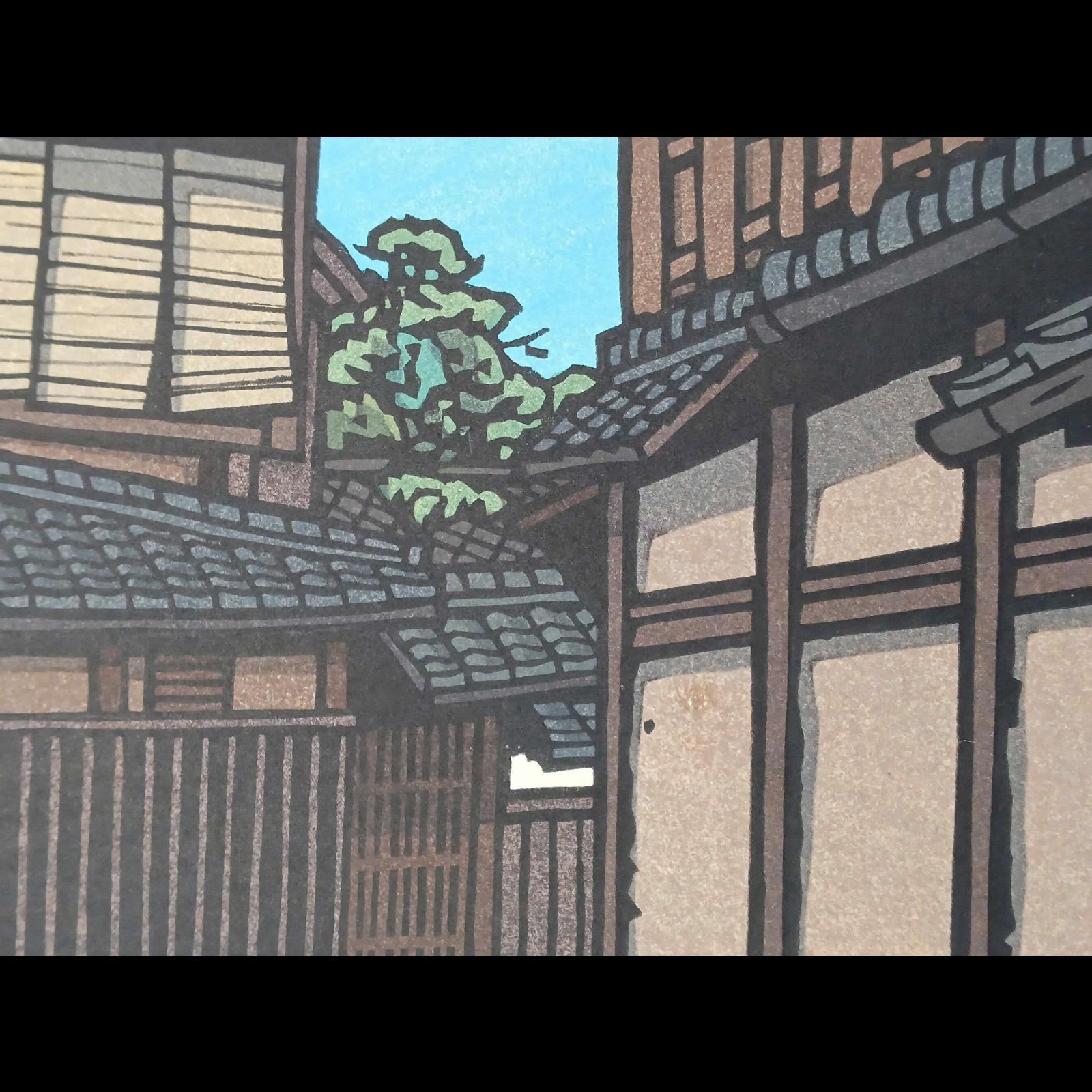 真作]創作版画 西嶋勝之先生木版画「立秋」サインあり 無限定 ☆送料