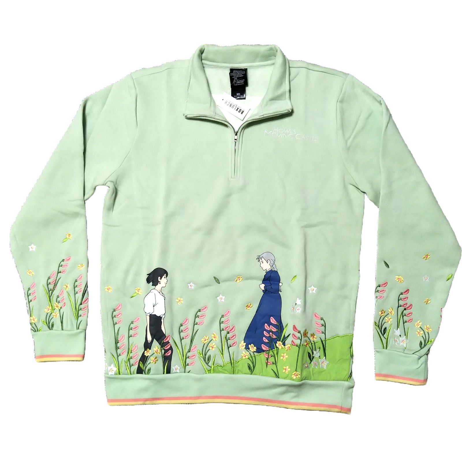 ハウルの動く城　ハーフジップスウェット　Mサイズ　白緑　ジブリ　アニメ　新品 * ハウルの動く城 ハーフジップスウェット Mサイズ 白緑 ジブリ アニメ