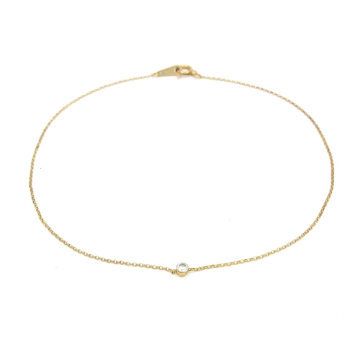 ahkah blanc アーカーブラン - K18YG×ダイヤモンド 総重量 0.6g アンクレット 1Pダイヤ ダイヤ約0.07カラット