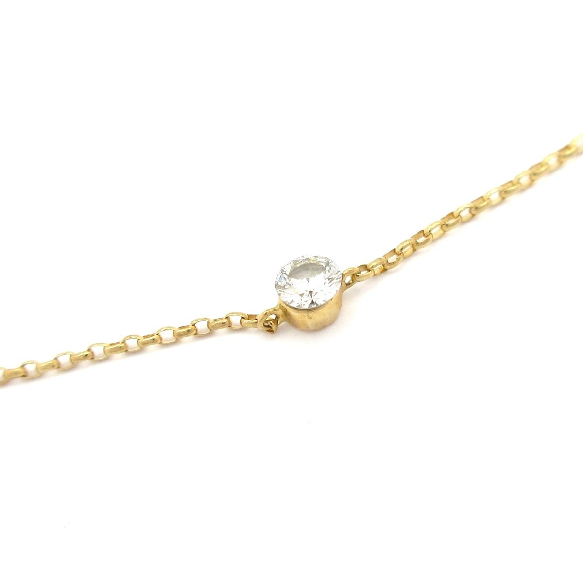 ahkah blanc アーカーブラン - K18YG×ダイヤモンド 総重量 0.6g アンクレット 1Pダイヤ ダイヤ約0.07カラット