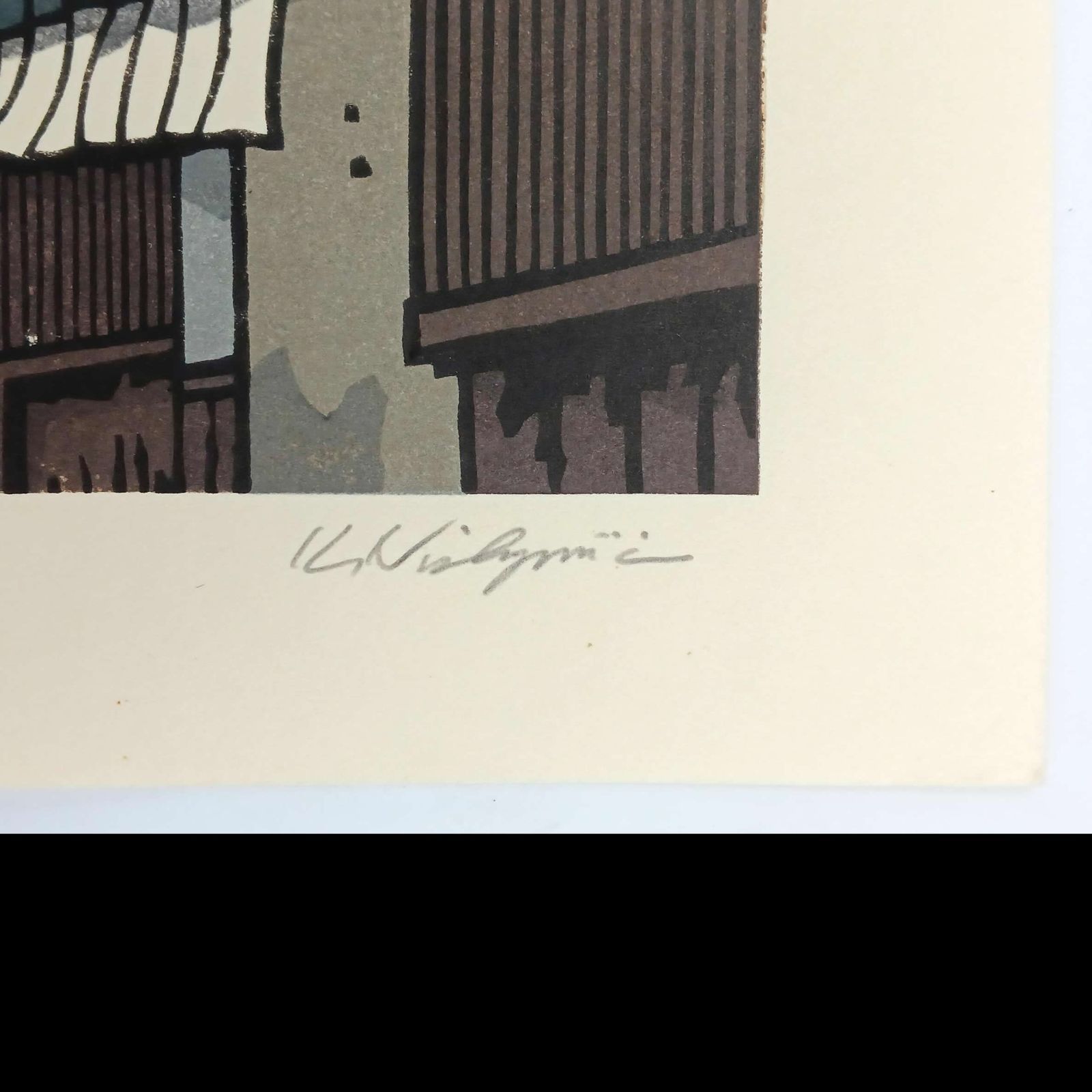 真作]創作版画 西嶋勝之先生木版画「雲立つ」サインあり 無限定 ☆送料