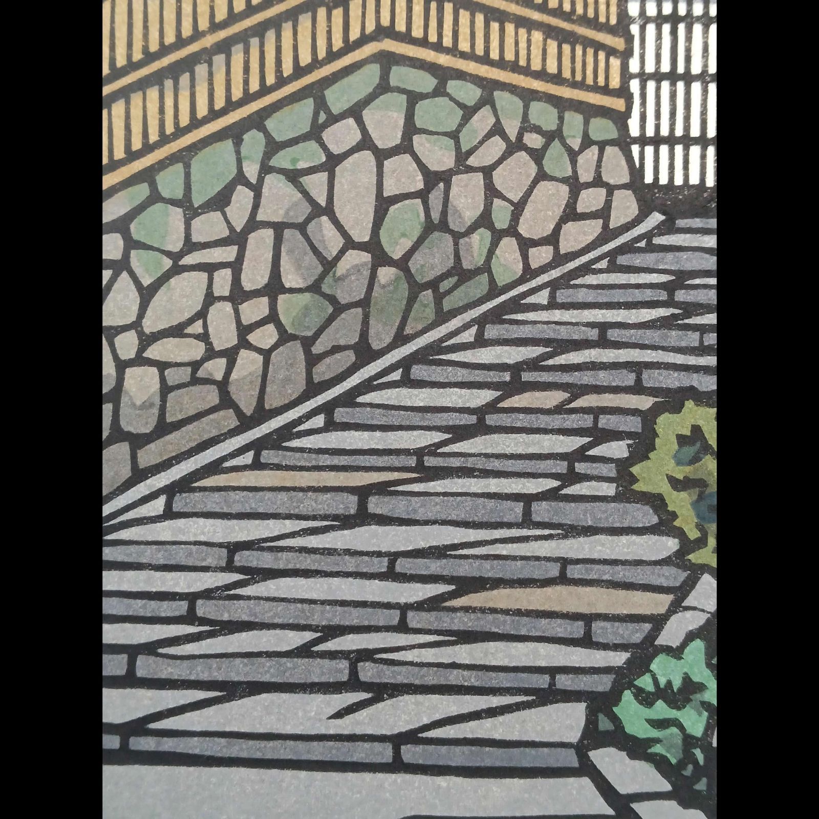 真作]創作版画 西嶋勝之先生木版画「雲立つ」サインあり 無限定 ☆送料