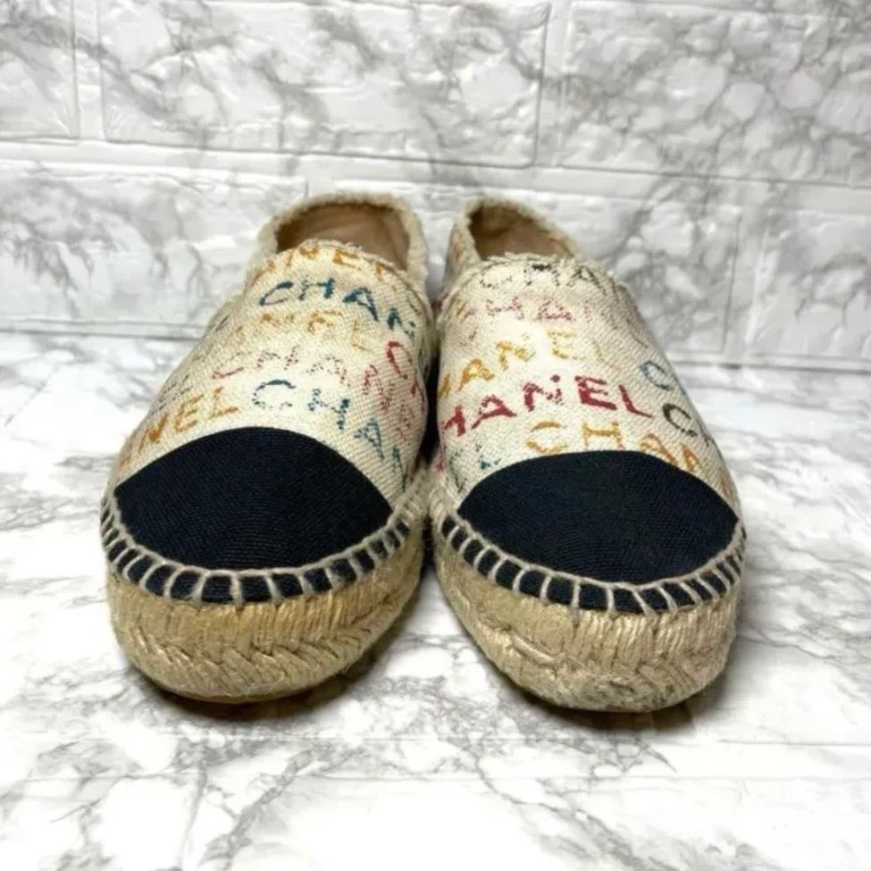 CHANEL シャネル スリッポン エスパドリーユ ココマーク ロゴ 38