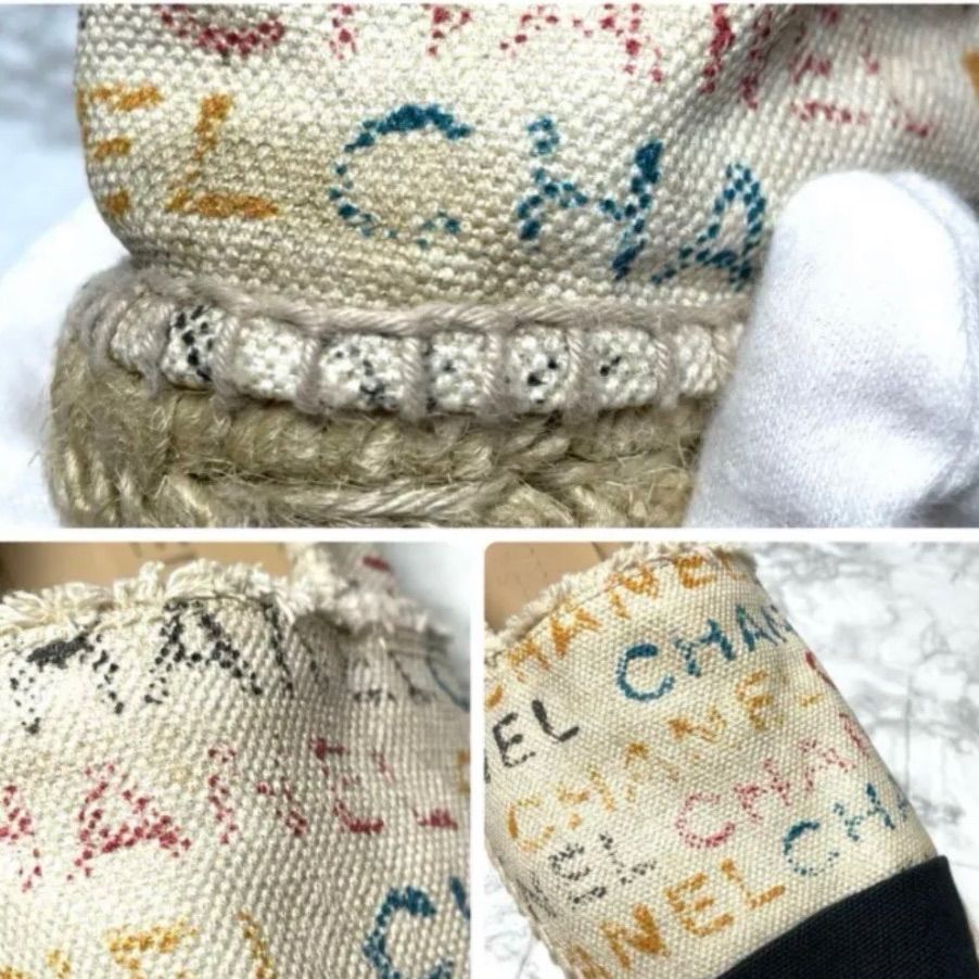  CHANEL シャネル スリッポン エスパドリーユ ココマーク ロゴ 38 スリッポン 靴