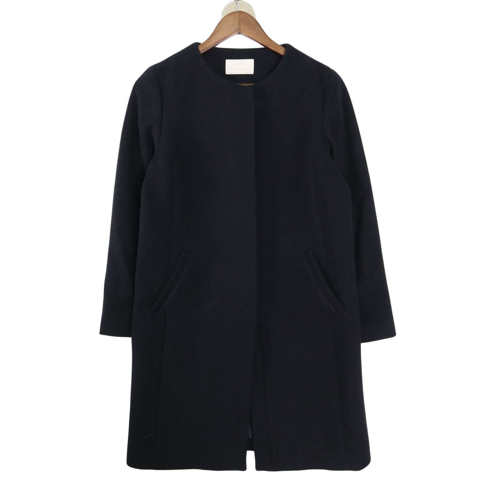 anySiS エニィスィス 秋冬 メルトン ウール☆ ノーカラー コート Sz.1 