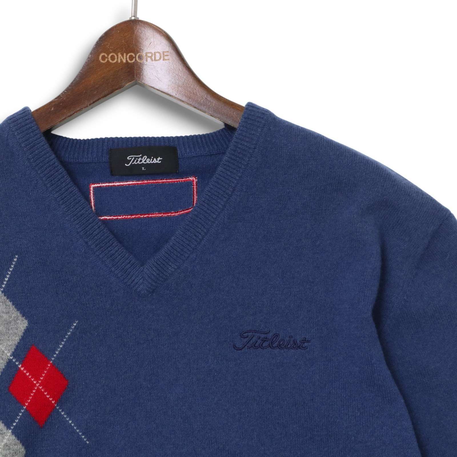 【即決】titleist タイトリスト Vネック長袖ニット アーガイル ブラック系 L [240001221033]【中古】メンズ