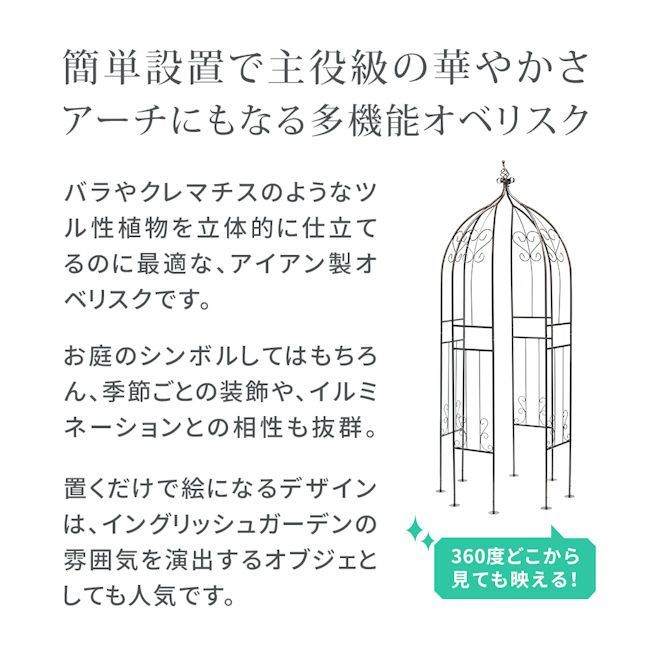 アイアンハーフアーチオベリスクキット ガーデン アイアンアーチ 玄関