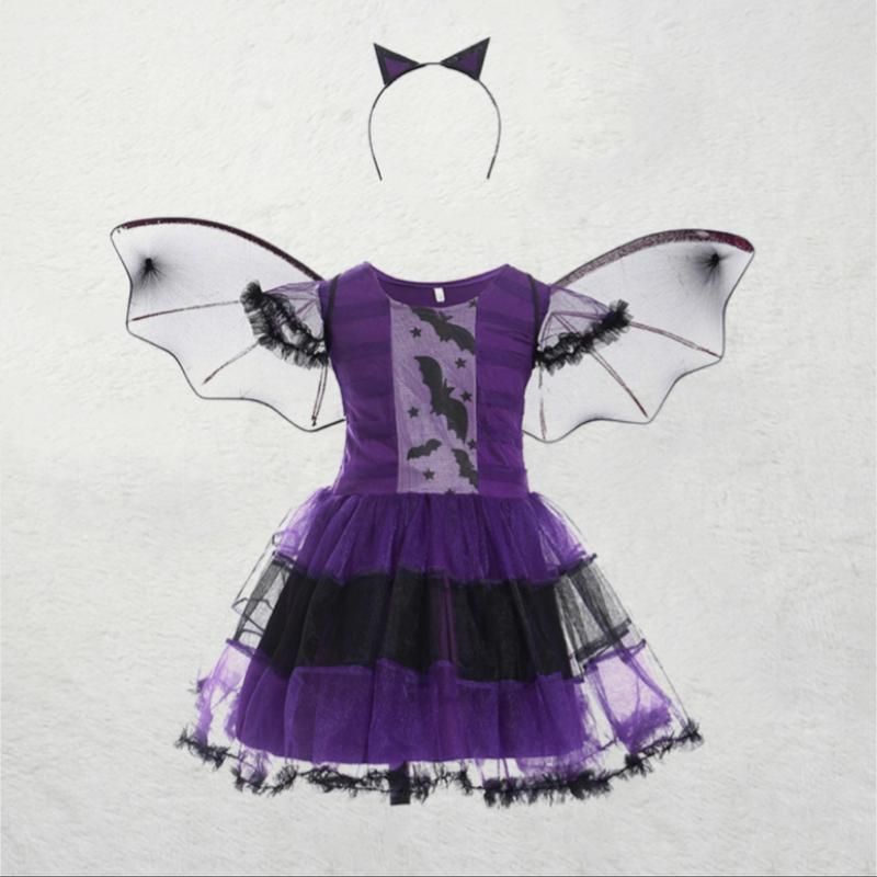 新品】100 小悪魔 ハロウィン コスプレ 女の子 魔女 キッズ 紫
