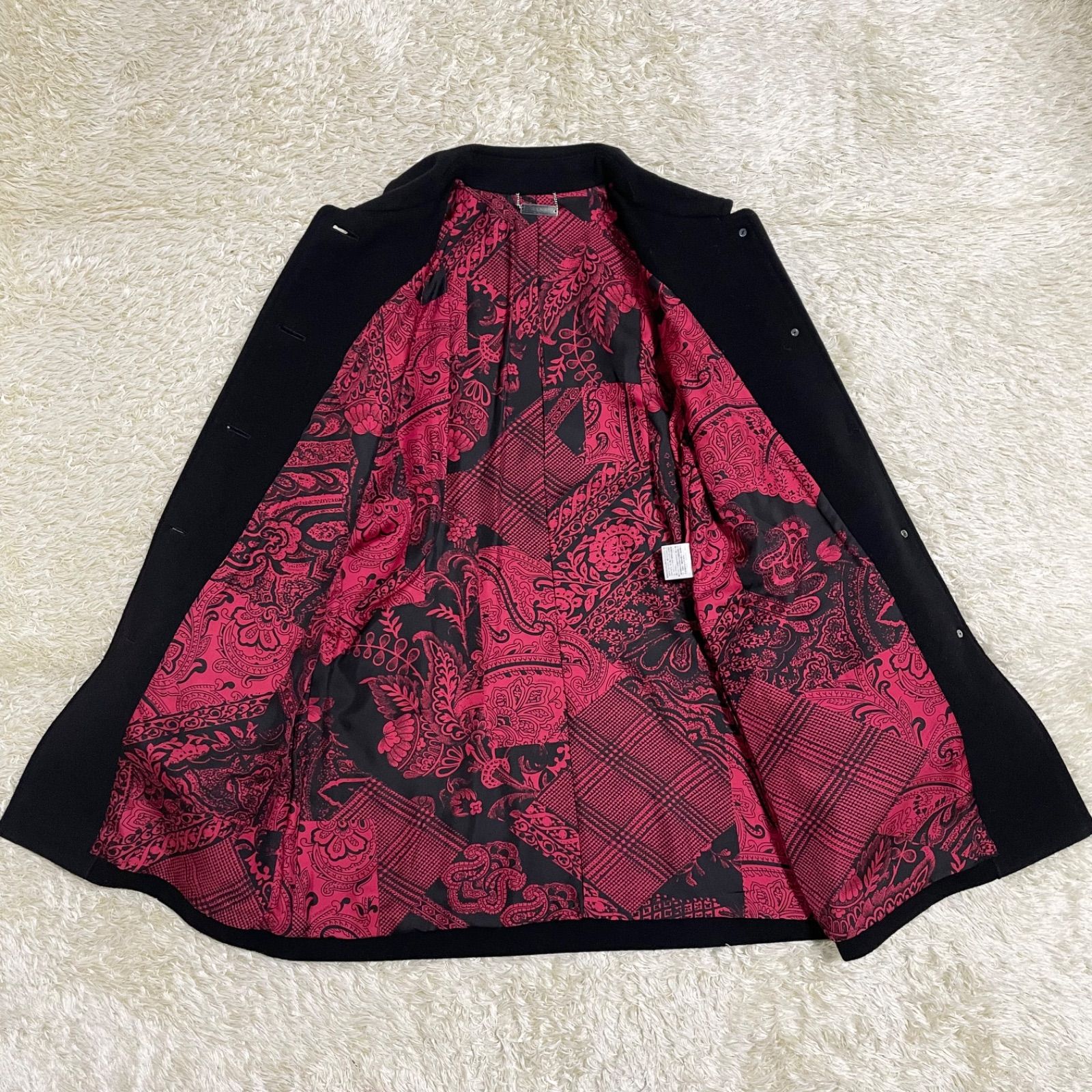 LEONARD レオナール コート シルク ブラック ペイズリー