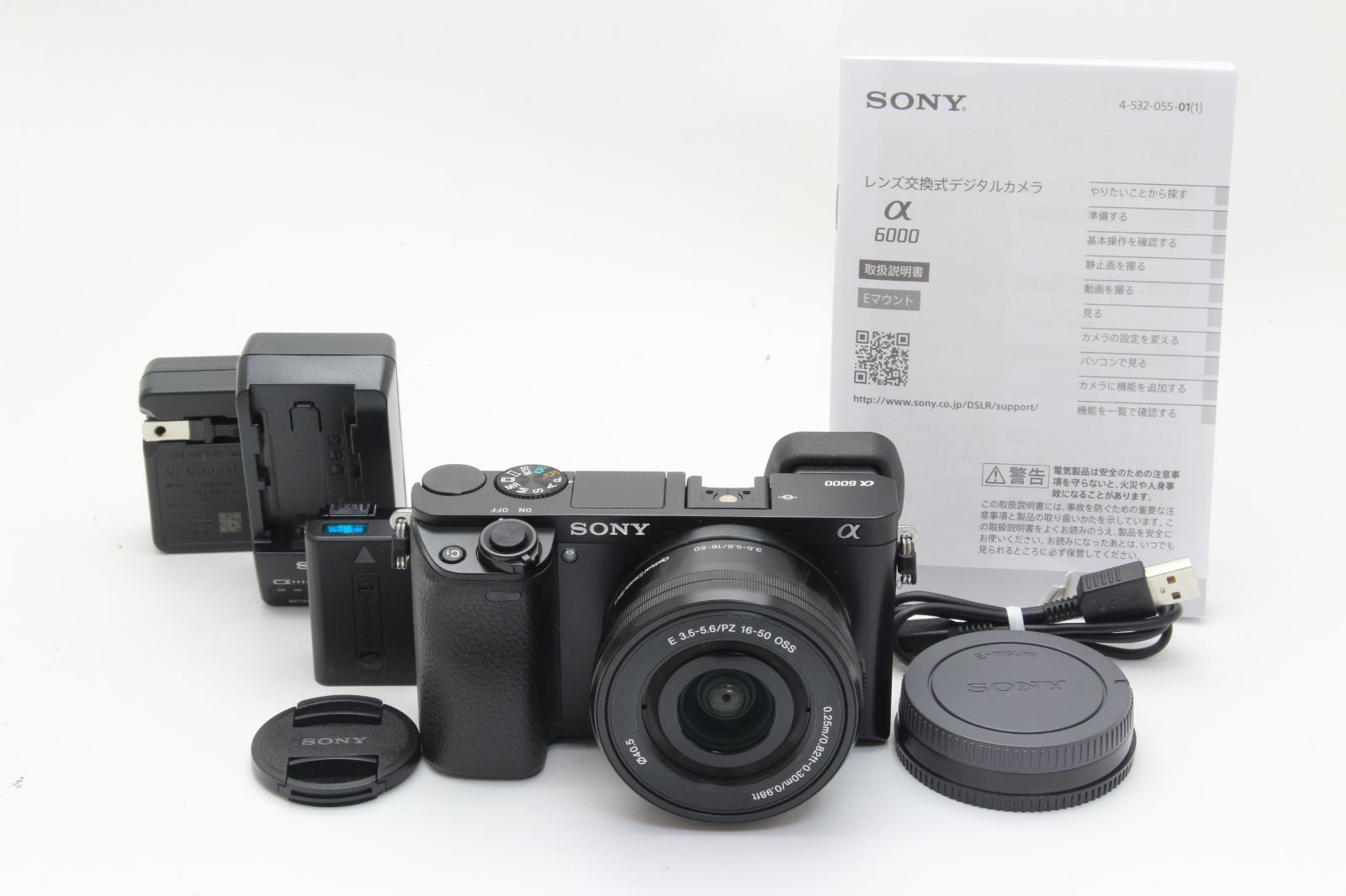 A SONY ソニー α6000 ブラック PZ 16-50mm レンズキット ショット数3555回 初期不良返品無料 10-38