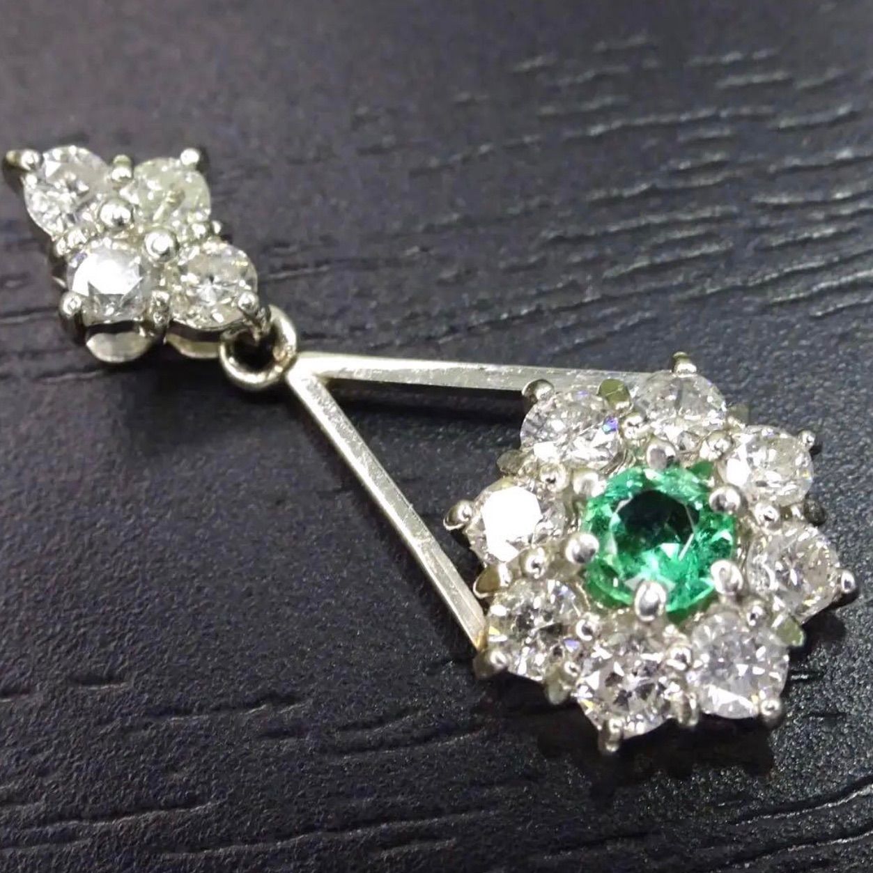 プラチナ pt900 天然エメラルド1石 天然ダイヤモンド0.40ct ネックレス 