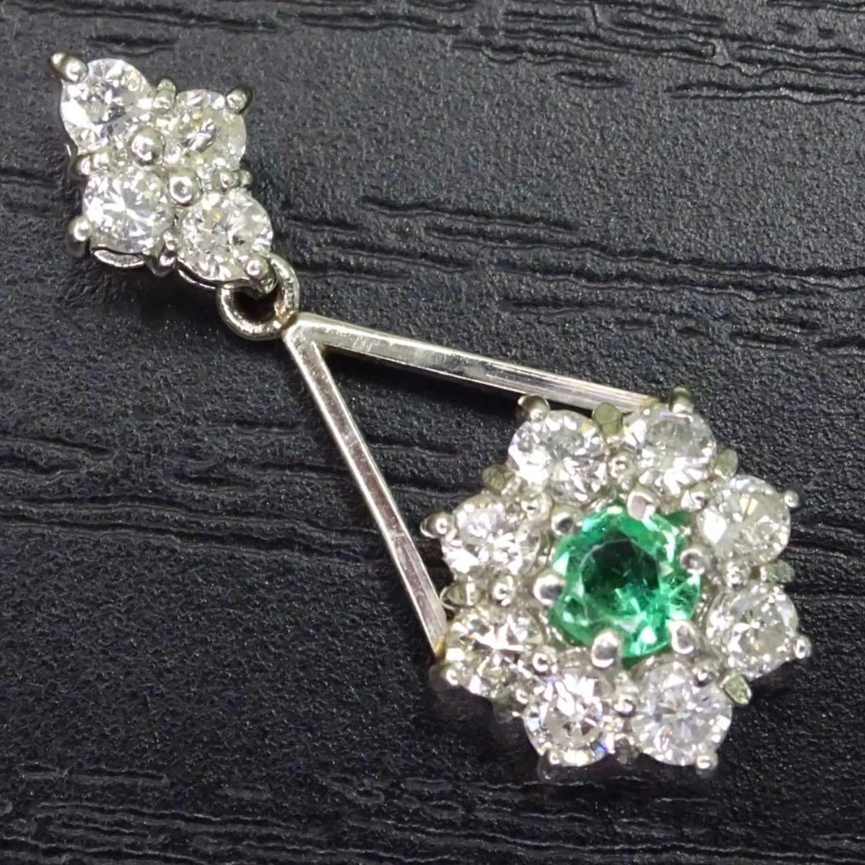 プラチナ pt900 天然エメラルド1石 天然ダイヤモンド0.40ct ネックレス 