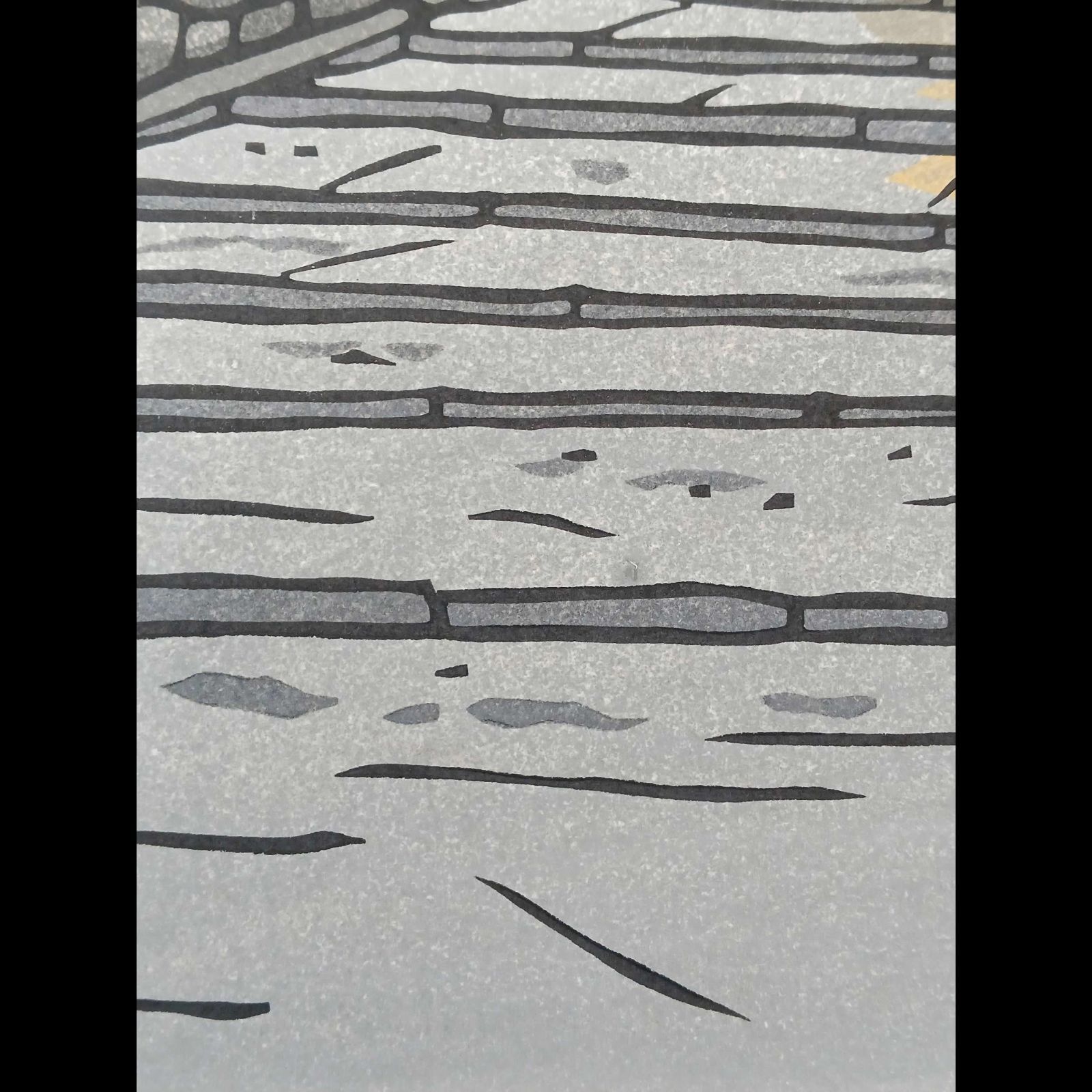 真作]創作版画 西嶋勝之先生木版画「月映え」サインあり 無限定