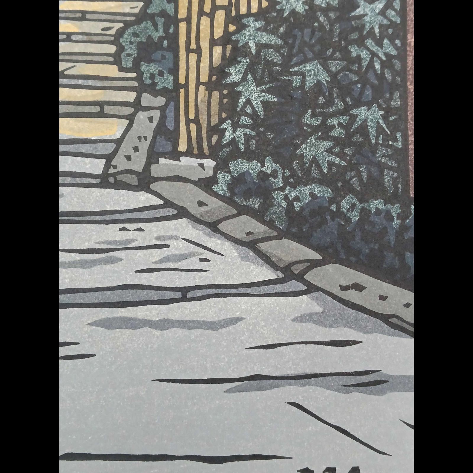 真作]創作版画 西嶋勝之先生木版画「月映え」サインあり 無限定