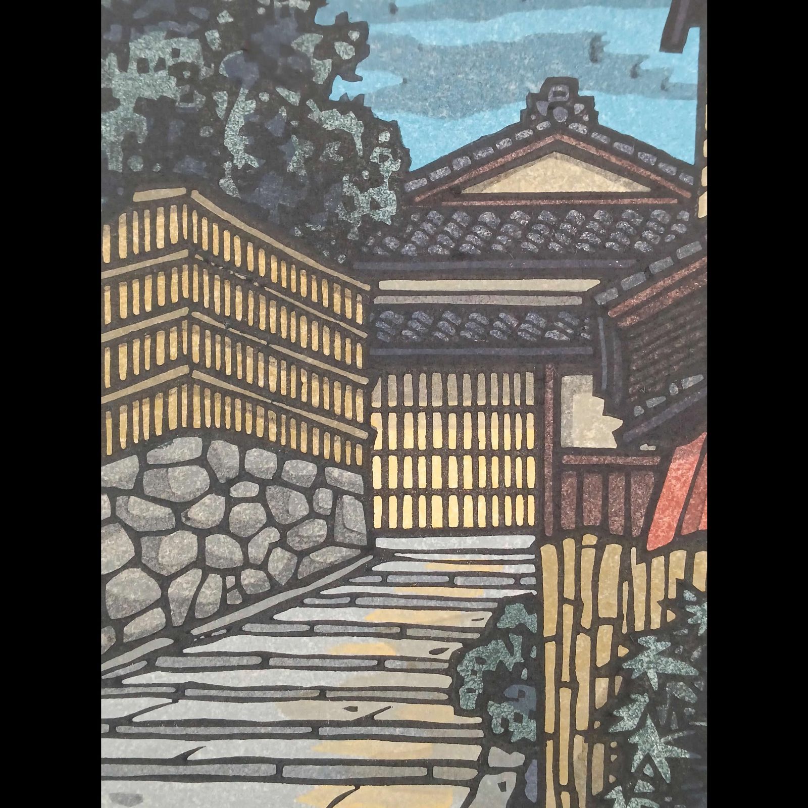 [真作]創作版画　西嶋勝之先生木版画「如月」サインあり　無限定　☆送料無料 真作]創作版画 西嶋勝之先生木版画「月映え」サインあり 無限定