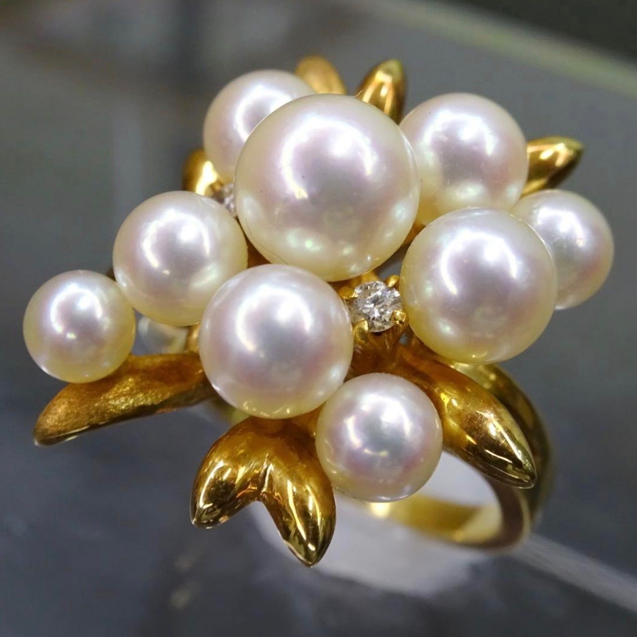 TASAKI 田崎 タサキ 18金 K18 ゴールド GOLD 750 天然あこやパール9石 
