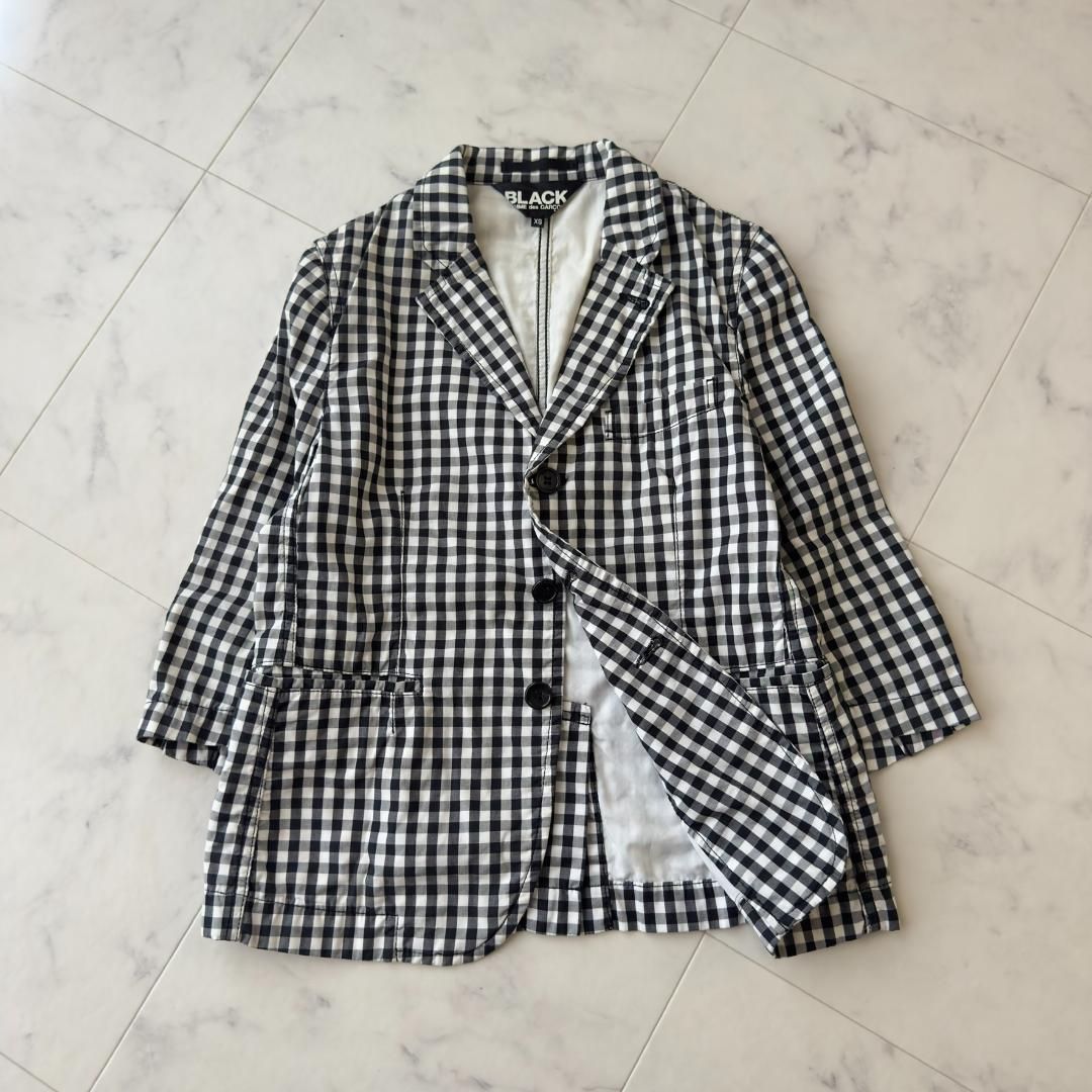 2024SS ブラック コムデギャルソン ギンガム チェック 丸襟 ジャケット 中古・古着通販】BLACK COMME des GARCONS (ブラックコムデギャルソン