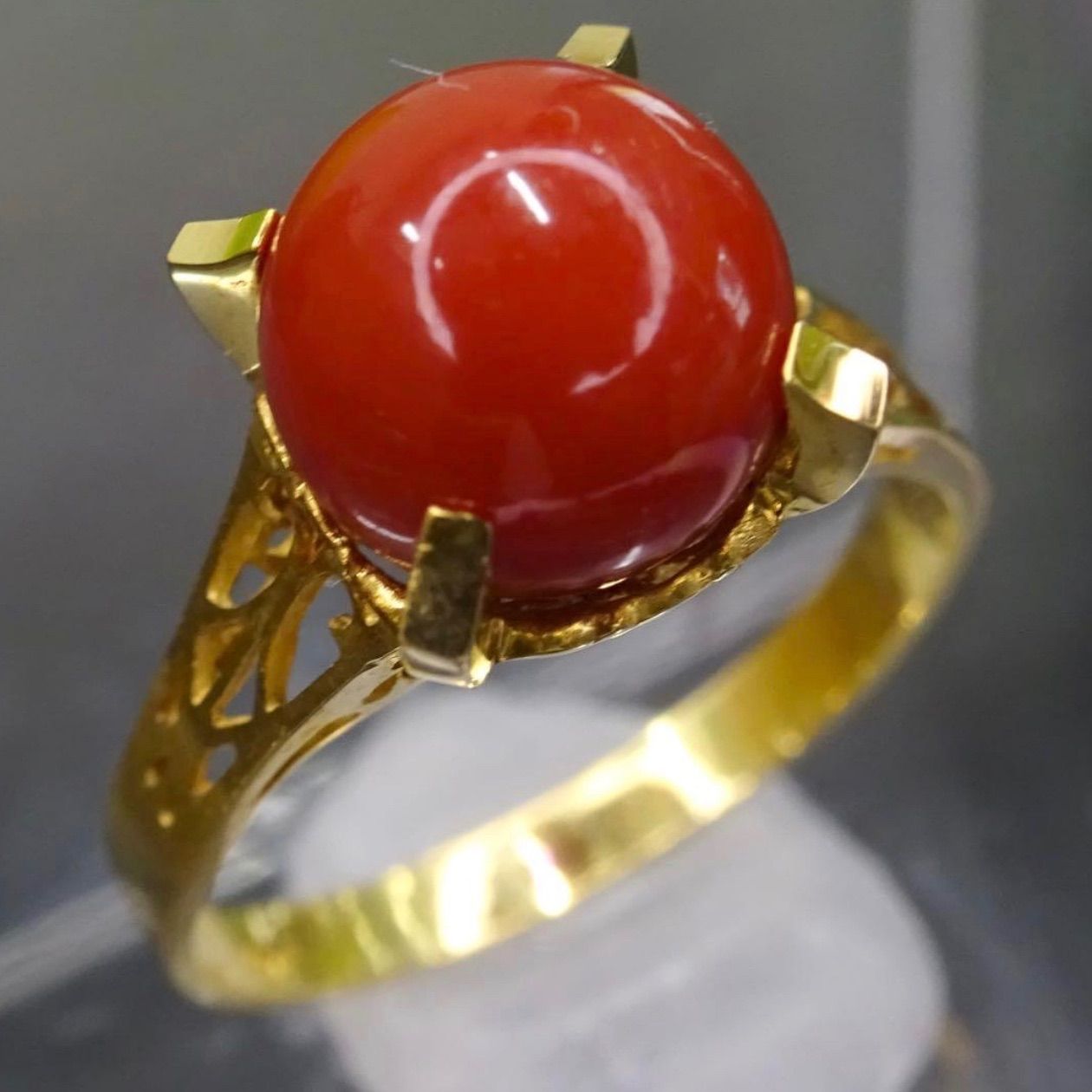 18金 K18 ゴールド GOLD 750 天然珊瑚(サンゴ さんご) 7.8mm 