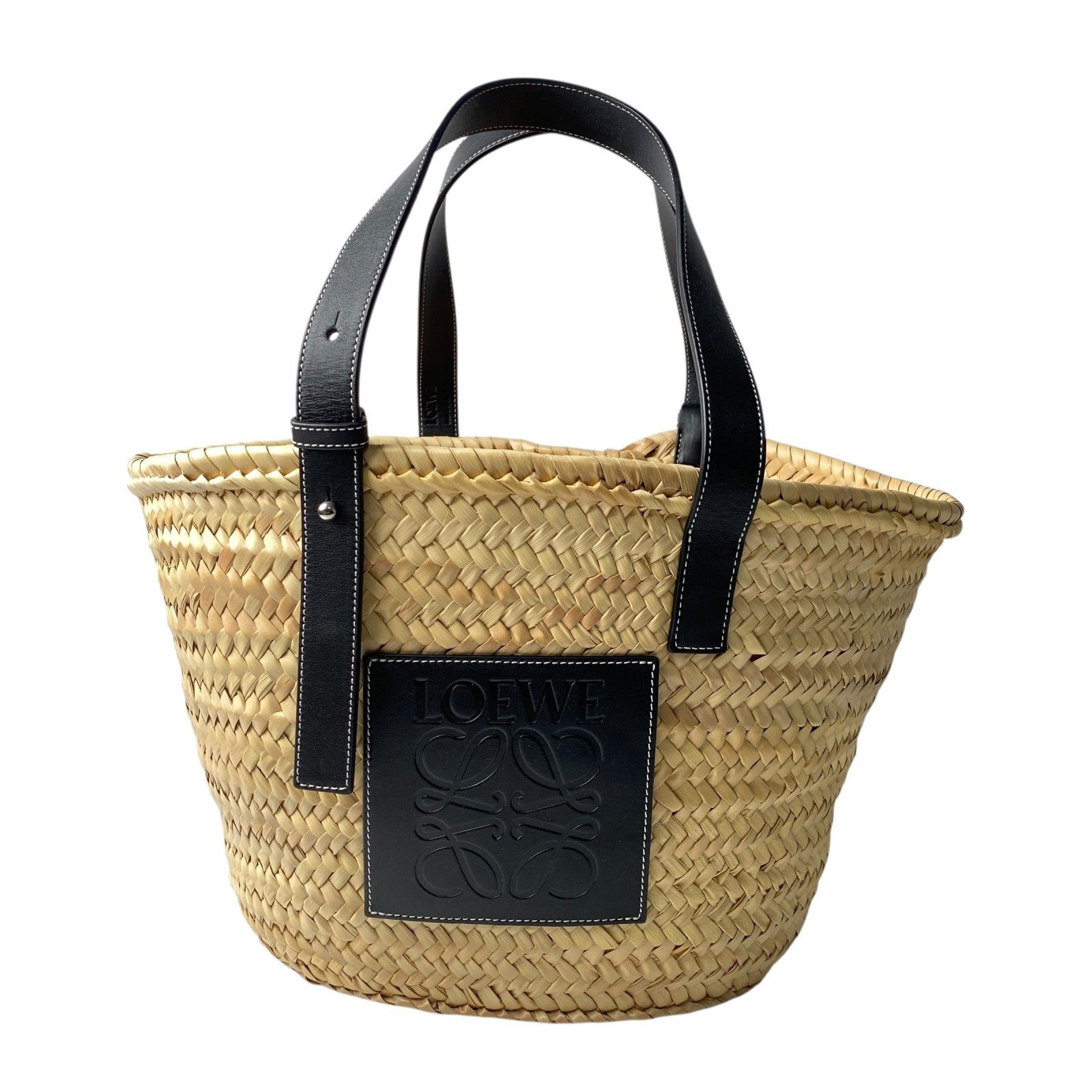 美品 ロエベ LOEWE レディース カゴバッグ ハンドバッグ ブラック 
