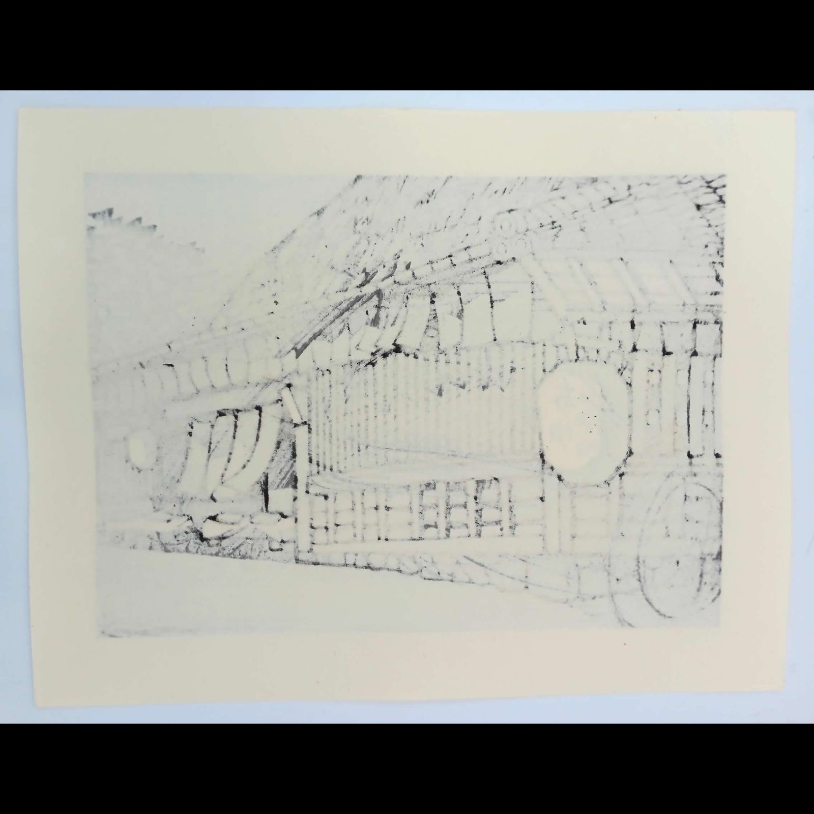 真作]創作版画 西嶋勝之先生木版画「夏入」サインあり 無限定 ☆送料