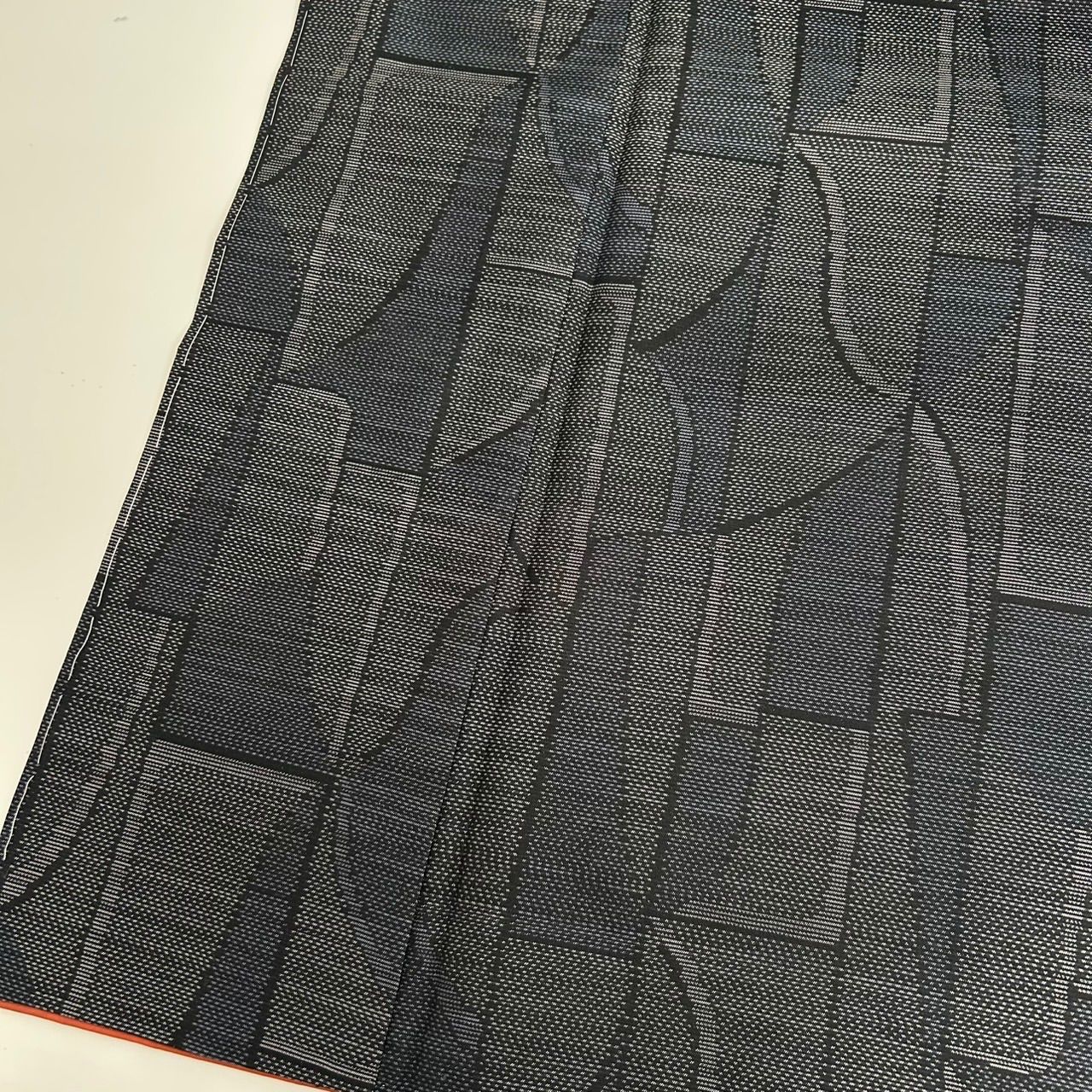 正絹 横段繋ぎ幾何学模様 袷 紬の付け下げ（身丈肩から163.5㎝） 正絹