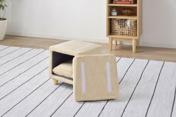 【ペットハウススツール】 スツール ペットハウス ペットベット 犬 猫 ペット クッション付き 脚付き 天然木 かわいい 収納 スクエア
