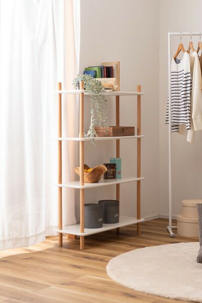 【ラック】 ワゴン 4段 マルチワゴン キッチンワゴン サイドテーブル ナイトテーブル ベッドサイド 間仕切り 木製 天然木 ビーチ 北欧 ナチュラル シンプル かわいい 収納 収納棚 棚 ラック 