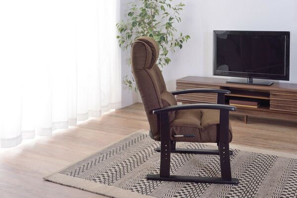 楽々チェア レバー式リクライニングチェア 高さ調節 首連動タイプ グレー グリーン ブラウン 快適 リラックス 家具 インテリア おしゃれ 4段階調節 サポート 疲れにくい リビング 書斎 スタイリッシュ NEXPOTALLINN_EU