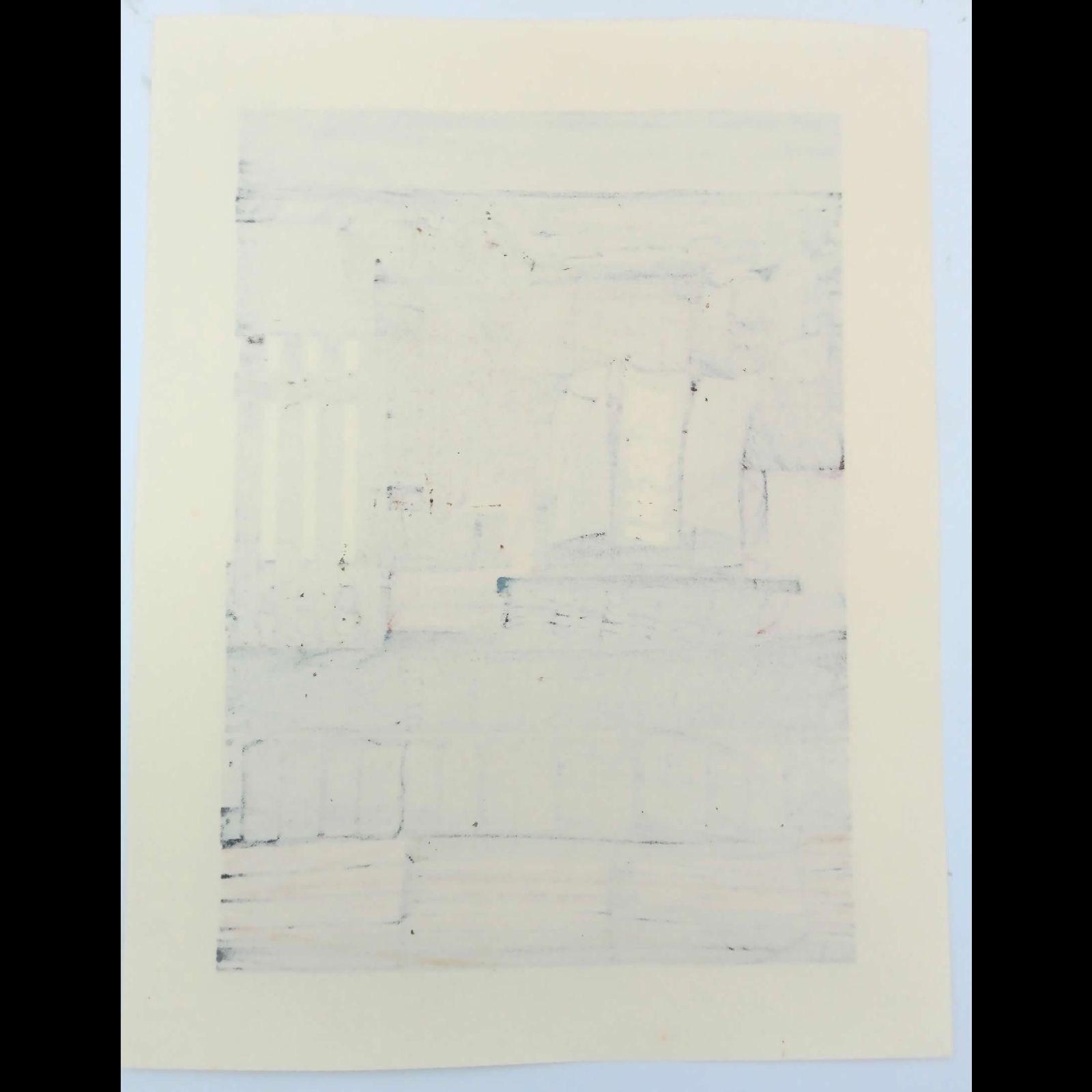 真作]創作版画 西嶋勝之先生木版画「如月」サインあり 無限定 ☆送料