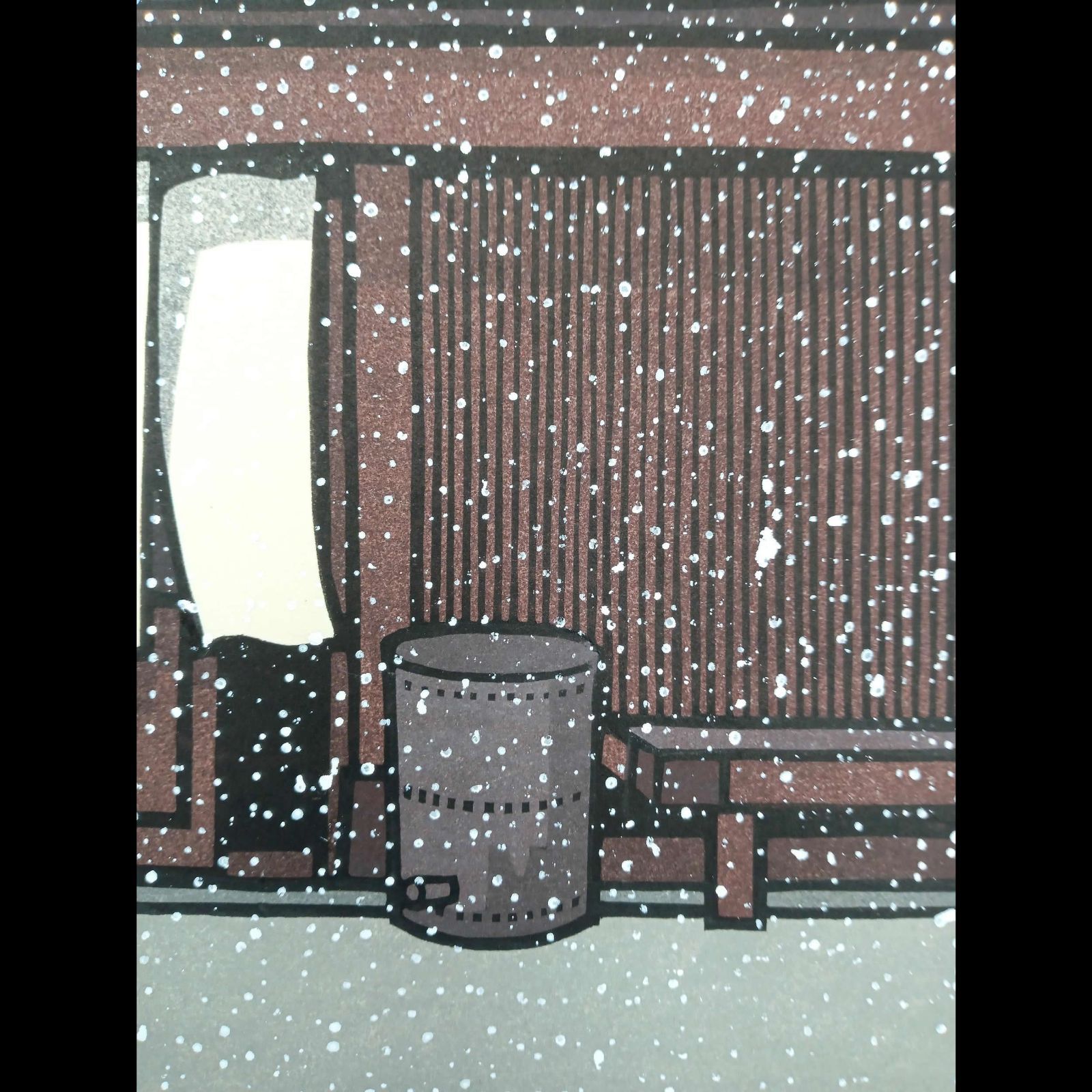 [真作]創作版画　西嶋勝之先生木版画「如月」サインあり　無限定　☆送料無料 真作]創作版画 西嶋勝之先生木版画「如月」サインあり 無限定 ☆送料