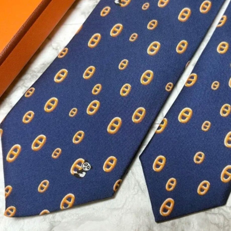 エルメス HERMES ネクタイ シェーヌダンクル パンダ スーツ シャツ