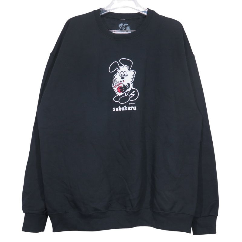 VERDY ヴェルディ x sabukaru サブカル SWEAT CREW スウェット クルーネック トップストレーナー ブラック サイズXL novz