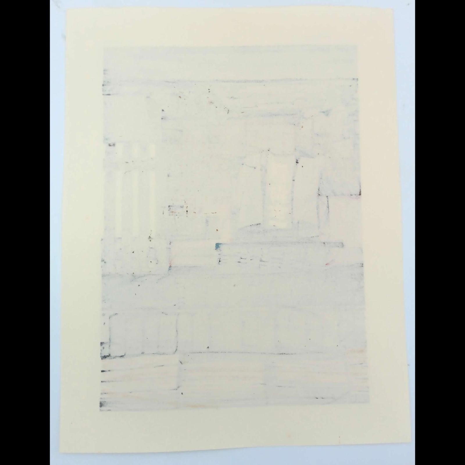 [真作]創作版画　西嶋勝之先生木版画「文月」サインあり　無限定　☆送料無料 真作]創作版画 西嶋勝之先生木版画「黄雲」サインあり 無限定 ☆