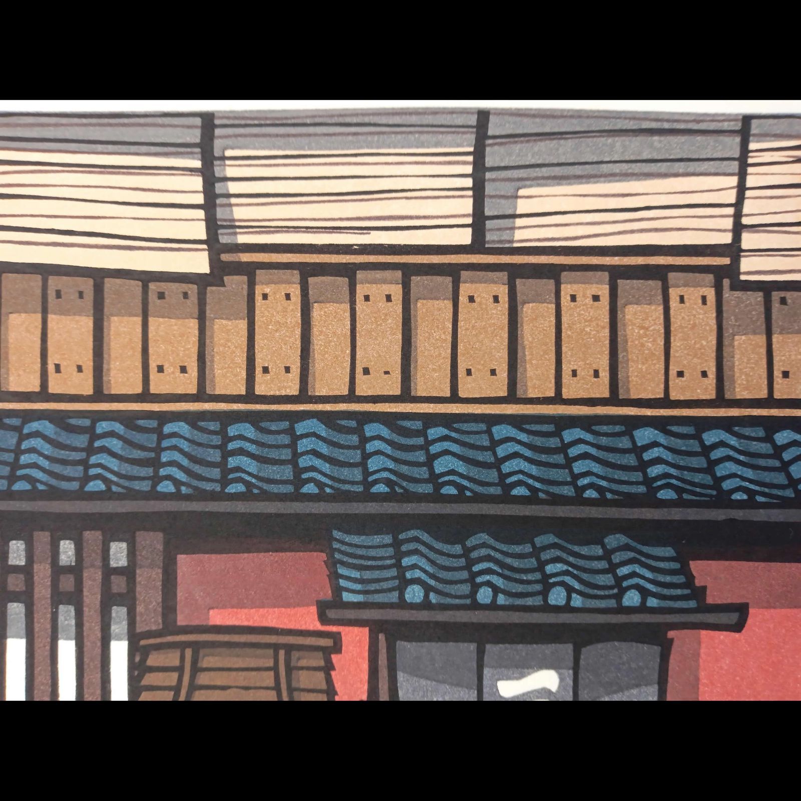 真作]創作版画 西嶋勝之先生木版画「文月」サインあり 無限定 ☆送料