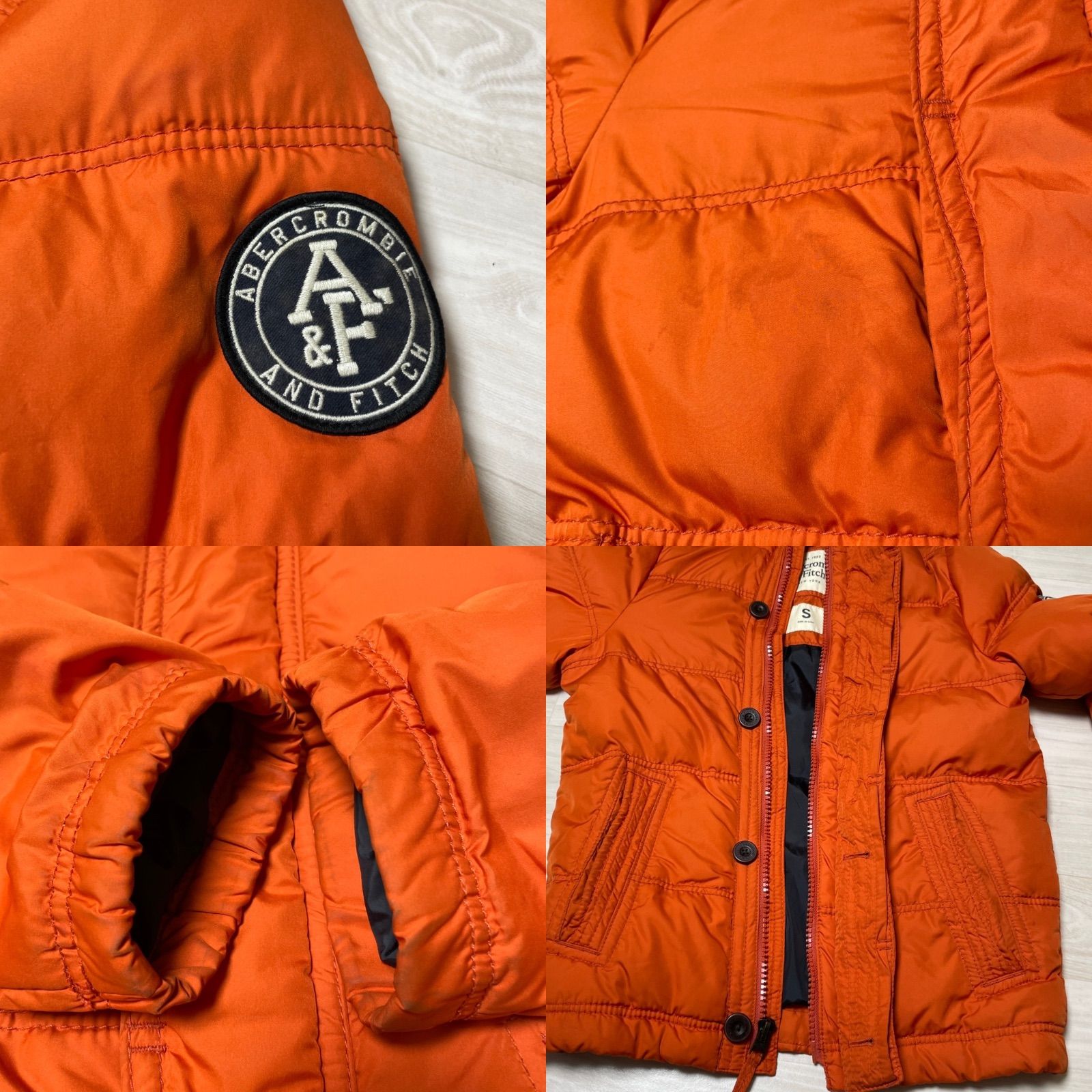 Abercrombie & Fitch アバクロ オレンジ ダウンジャケット S - メルカリ
