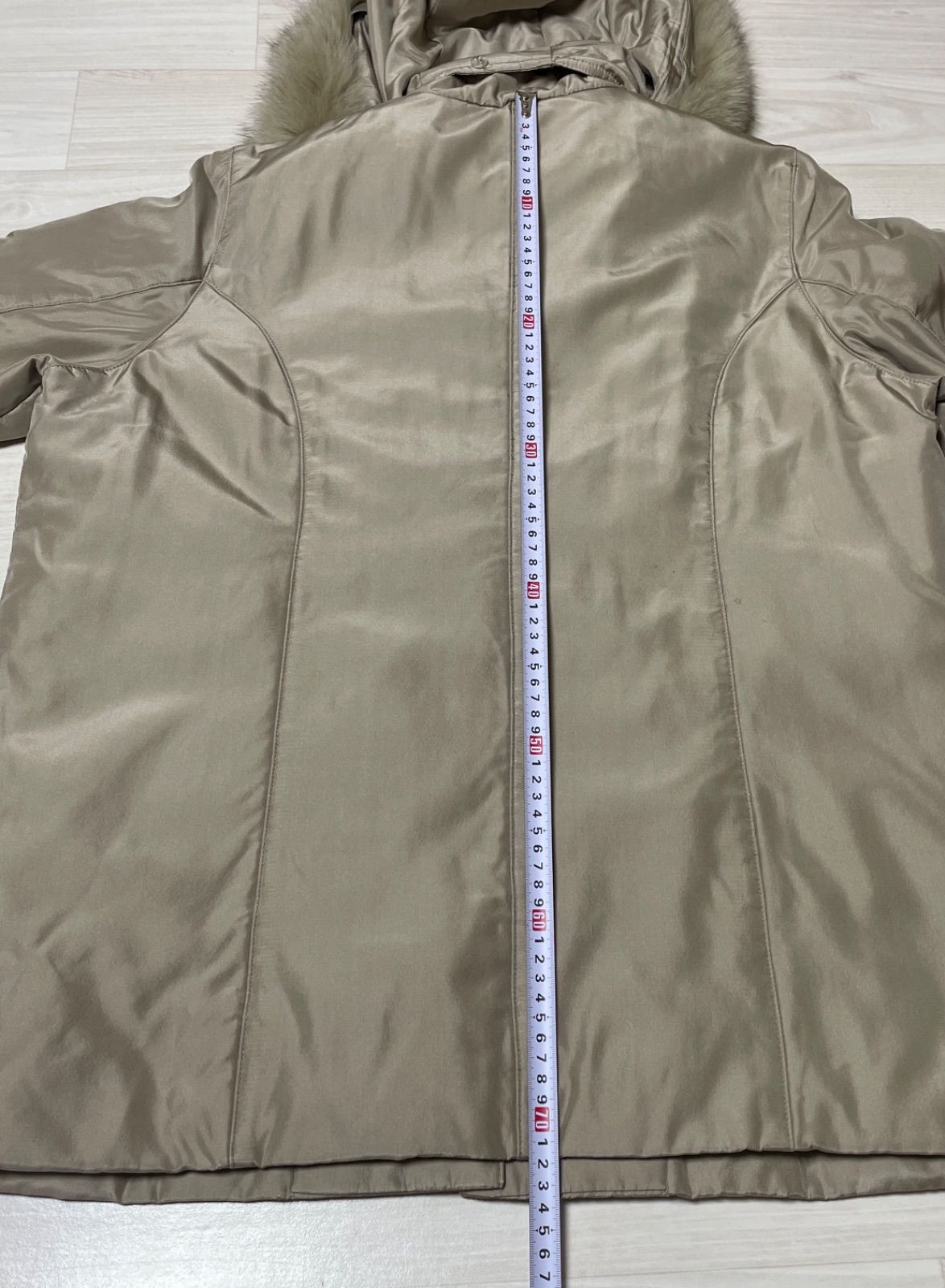 BALMAIN バルマン シルク ダウンコート ラビット ブルー