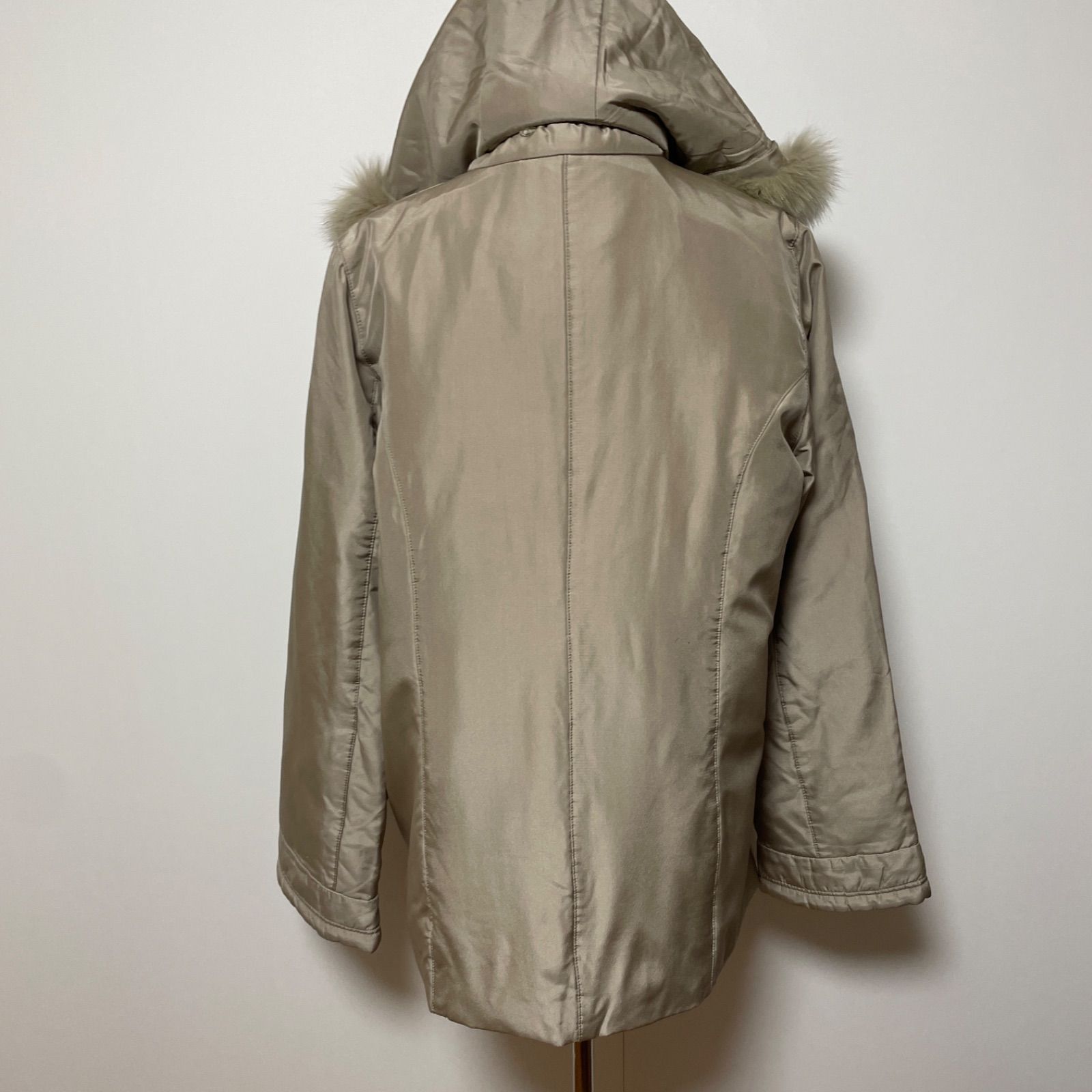 BALMAIN バルマン シルク ダウンコート ラビット ブルーフォックス L