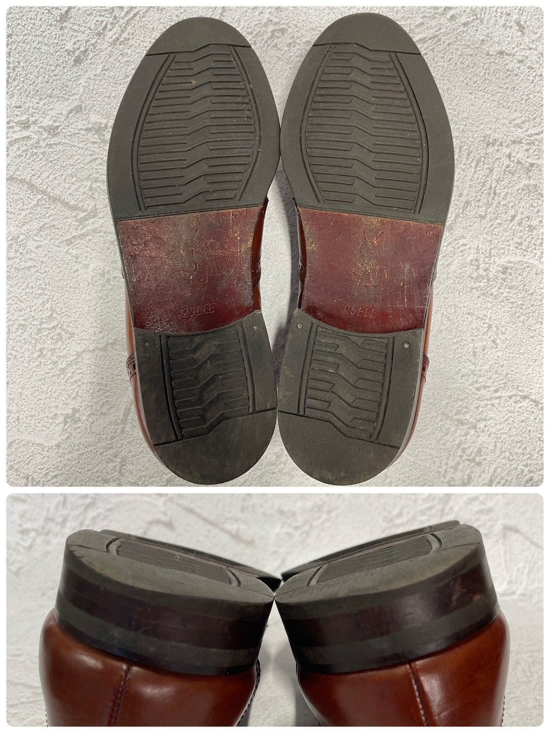 Yves Saint Laurent イヴ サンローラン タッセルローファー サドル ブローグ 茶 ブラウン 25 cm EEE W 3396 ベーシック ローファー 